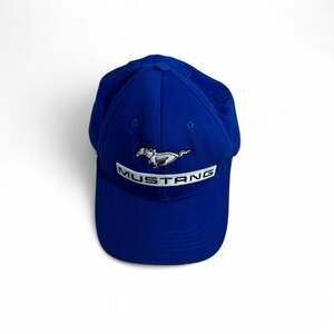 Mustang Snapback Hat Checkered Print Blue Streetwear Casual Cotton Cap